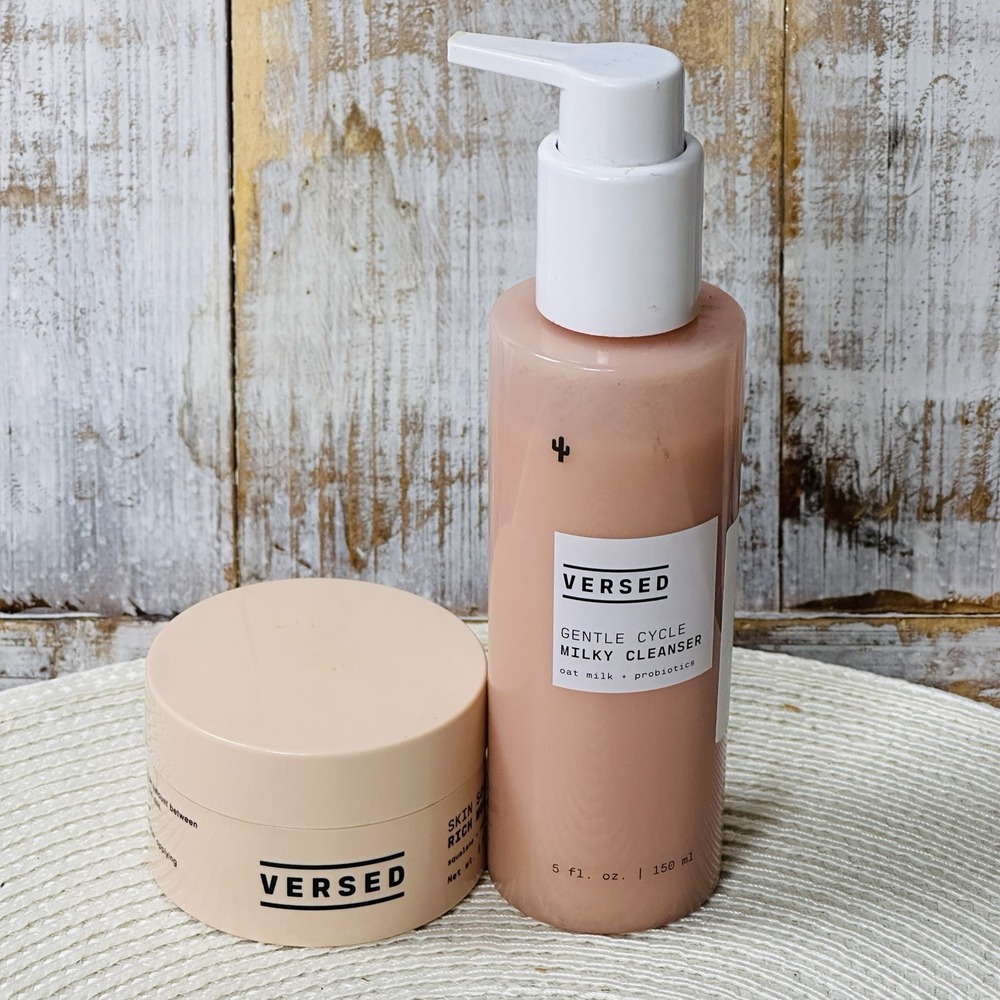 Versed Skin Soak Rich Moisture Face Cream 1.5 oz/Milky Cleanser Face Wash‎ 5oz